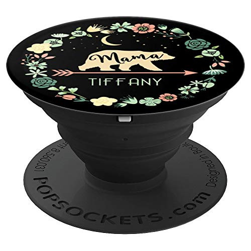 Tiffany Name Phone Grip Floral Mama Bear Gift For Mom PopSockets Grip and Stand for Phones and Tablets