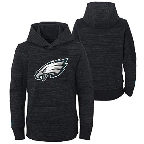 Philadelphia Eagles NFL Boys Youth 820 Black Primary Logo Performance Pullover Hoodie Sweatshirt Youth Small 8
