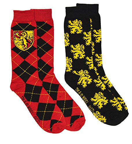 Harry Potter 2 Pack Gryffindor Ravenclaw Huffle Puff Slytherin House Mens Crew Socks Gryffindor