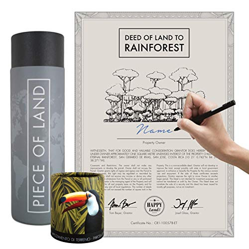 Piece of Land  Grand Unusual Souvenir from The Rainforest in Costa Rica  Sustainable Unique Gift for Family and Friends  Personalized Land Owner s Certificate