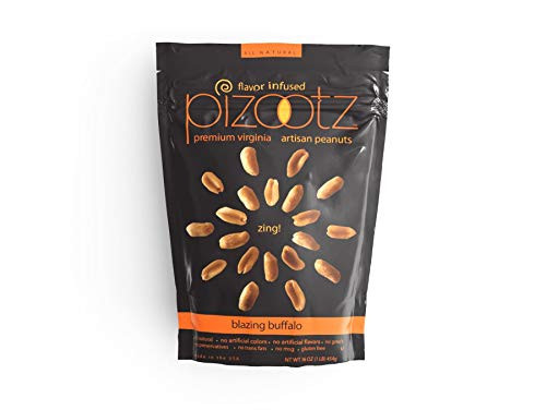 Pizootz Blazing Buffalo Flavor Infused Premium Virginia Gourmet Artisan Peanuts  5 75 oz per bag Blazing Buffalo