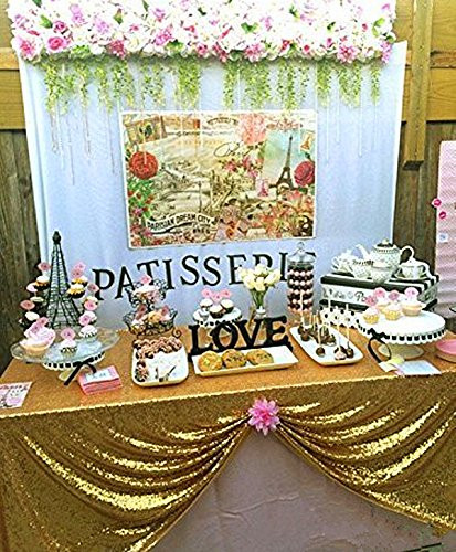 B-COOL 60"X102" Rectangle Gold Sequin Tablecloth Classy and Elegant Tablecloth