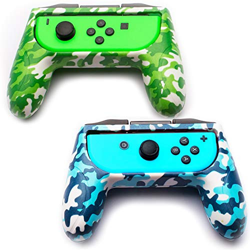 Switch Joycon Grip Green and Blue CamoPrint 2Pack  Works with Nintendo Switch Joycon Controller