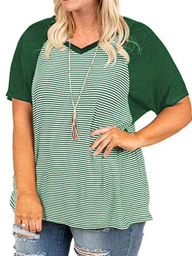Plus Size TShirts for Women 3X Loose Fit Short Sleeve Tops Green24W