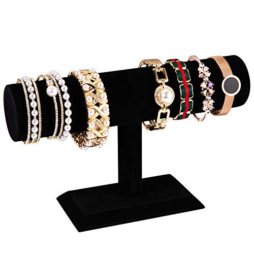 Polmart Black Velvet TBar Bracelet Necklace Jewelry Display Stand Watch Necklace Bracelet Organizer for Home Organization?Black Velvet? Polmart Black Velvet TBar Bracelet Necklace Jewelry Display Stand Watch Necklace Bracelet Organizer for Home Organization?Black Velvet?