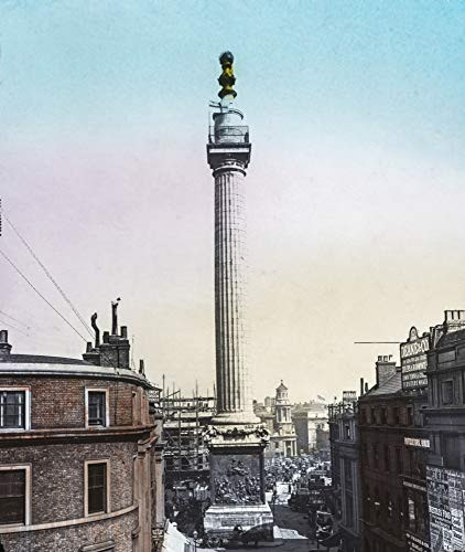 Posterazzi DPI12388553 Magic Lantern Slide Circa 1900 Hand Coloured Views of London England in Victorian Times  The Monument Photo Print 14 x 17 Multi