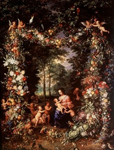 Posterazzi Holy Family with Wreath of Fruit  Flowers Jan Bruegel the Elder 15681625/Flemish Poster Print 18 x 24