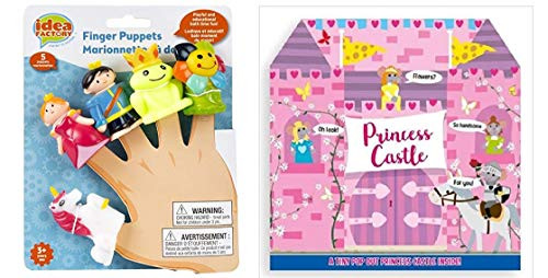 Sunroom Creations Princess or Pirate Finger Puppet Sets and Tiny Pop Out Adventure Book Set (Princess and Prince)