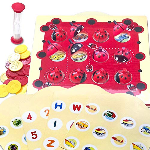 Gamie Ladybug Memory Matching Game for Kids | Fun Educational Learning Toy with 8 Match Games | Teaches Memory, Alphabets, Numbers, Colors and More | for Boys, Girls, Preschoolers