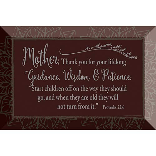 Mother Glass Plaque with Inspiring Quotes 4 inches x 6 inches  Classic Horizontal Tabletop Decoration  Easel Back  Mother Thank You for Your Lifelong Guidance Wisdom  Patience  Proverbs 226