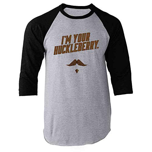 Pop Threads I m Your Huckleberry Western Quote Funny Vintage Black XL Raglan Baseball Tee Shirt