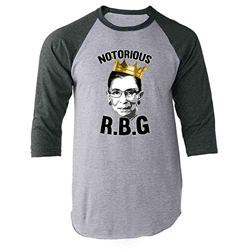Notorious R B G  RBG Supreme Court Political Gray M Raglan Baseball Tee Shirt