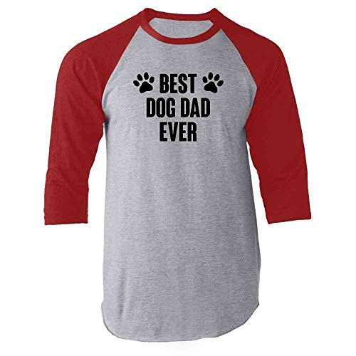 Best Dog Dad Ever Gift for Dad Red XL Raglan Baseball Tee Shirt
