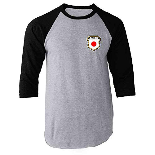 Japan Soccer Retro National Team Halloween Costume Black L Raglan Baseball Tee Shirt