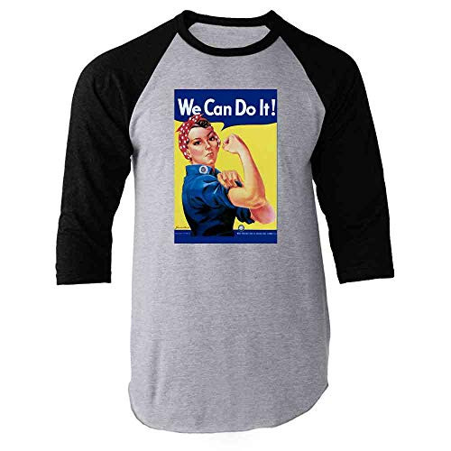 Pop Threads Rosie The Riveter We Can Do It Feminist Black L Raglan Baseball Tee Shirt
