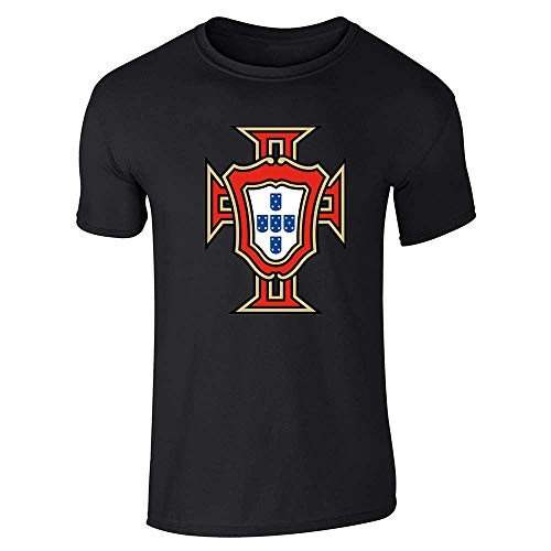 Portugal Soccer National Team Football Retro Crest Black L Graphic Tee TShirt for Men