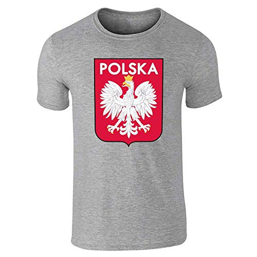 Poland Soccer National Team Football Retro Crest Gray L Graphic Tee TShirt for Men