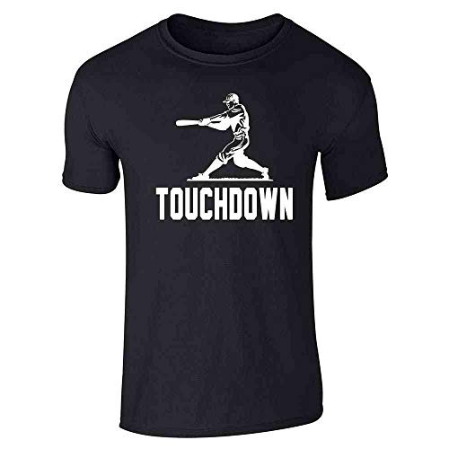 Pop Threads Touchdown Baseball Player Funny Sports Black L Graphic Tee TShirt for Men