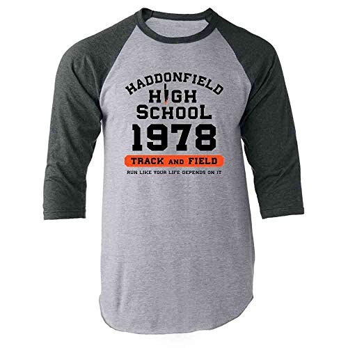 Pop Threads Haddonfield High School 1978 Track Horror Costume Gray L Raglan Baseball Tee Shirt