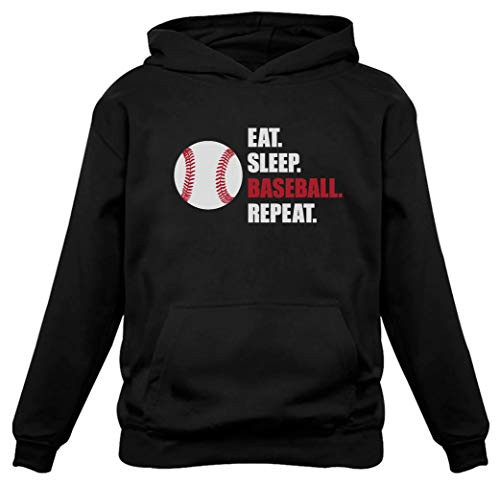 TeeStars  Eat Sleep Baseball Repeat Best Gift for Baseball Fans Hoodie Medium Black