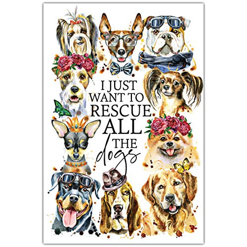 Rescue The Dogs Wood Plaque with Inspiring Quotes 6  x 9   Classy Vertical Frame Wall  Tabletop Decoration  Easel  Hanging Hook  I just Want to Rescue The Dogs