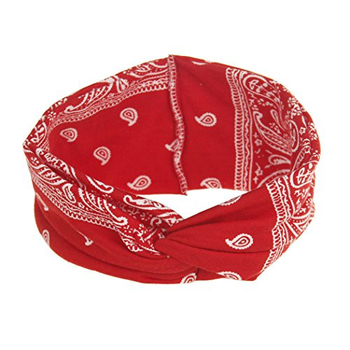 Womens Bandana Turban knotted Yoga Paisley Boho HeadbandRed Womens Bandana Turban knotted Yoga Paisley Boho HeadbandRed