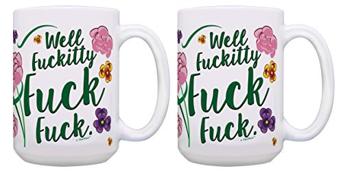 Pretty Swear Words Mug Well Fckitty Fck Fck Curse Word Coffee Mug Funny Swear Mugs 2 Pack Gift 15oz Coffee Mugs Tea Cups 15 oz Floral