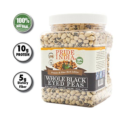 Pride Of India  Indian Whole Black Eyed Peas  Protein  Fiber Rich Lobiya 1 5 Pound Jar