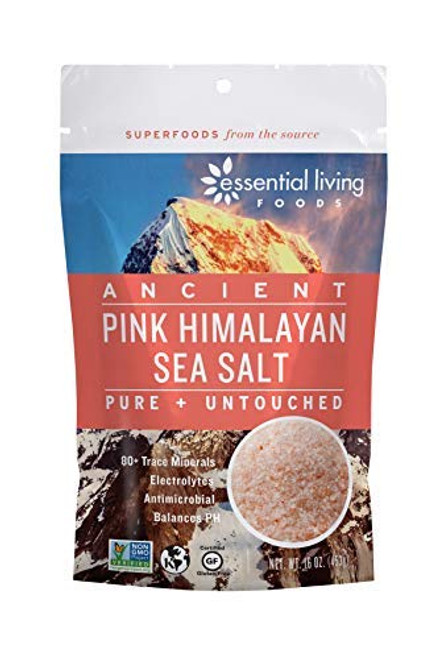 Essential Living Foods Pink Himalayan Sea Salt Vegan NonGMO GlutenFree Kosher 16oz Resealable Bag Essential Living Foods Pink Himalayan Sea Salt Vegan NonGMO GlutenFree Kosher 16oz Resealable Bag