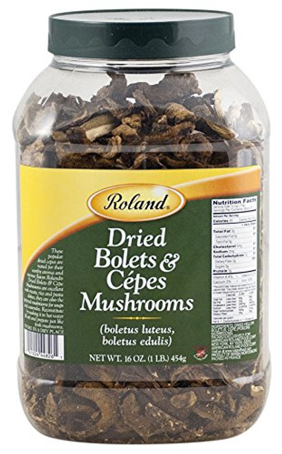Roland Foods Dried Sliced Bolets and Cepes Mushrooms Specialty Imported Food 1Pound Jug