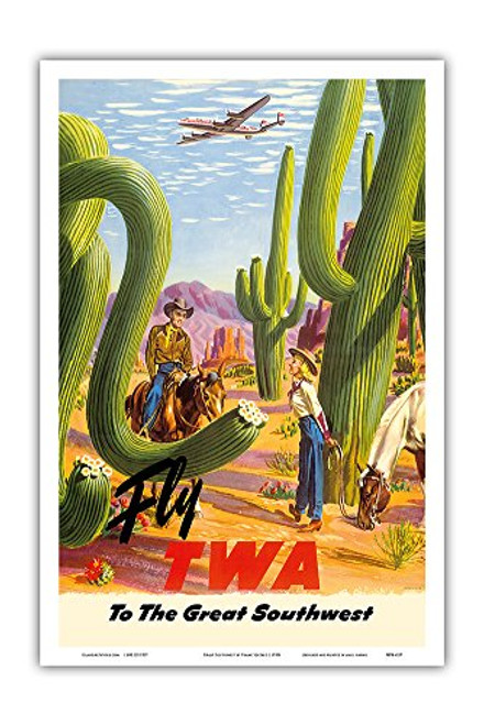 Pacifica Island Art To the Great Southwest - Fly TWA Trans World Airlines - Vintage Airline Travel Poster by Frank Soltesz c.1950s - Master Art Print - 12in x 18in