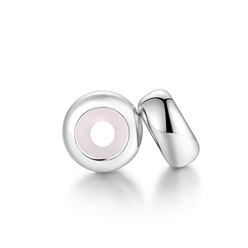 2PCS Clip Stopper Charms 925 Sterling Silver Round Stopper Spacer Charm Beads for DIY Bracelet