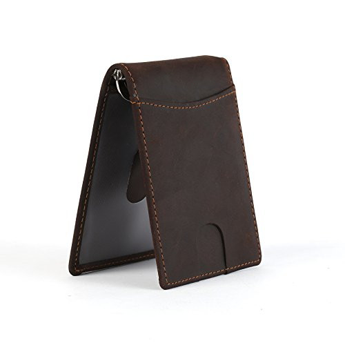 Men s Genuine Leather RFID Blocking Wallet With Money Clip For Men Slim Bifold Profile