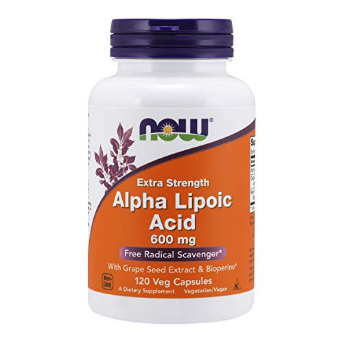 NOW Supplements Alpha Lipoic Acid 600 mg with Grape Seed Extract Bioperine® Extra Strength 120 Veg Capsules NOW Supplements Alpha Lipoic Acid 600 mg with Grape Seed Extract Bioperine® Extra Strength 120 Veg Capsules