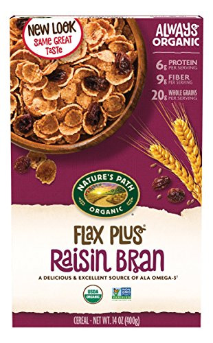 Nature s Path Flax Plus Organic Cereal Raisin Bran 14 Oz Box Pack of 4