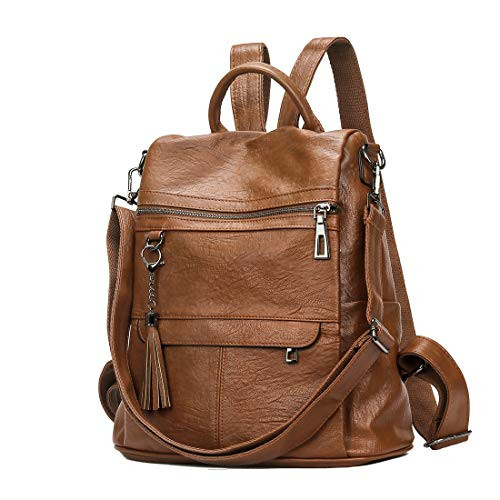 Alovhad Backpack Purse For Women Pu Leather AntiTheft Shoulder Bag Convertible Rucksack Fashion Ladies Tote Handbag Brown