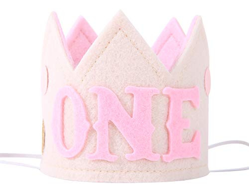 Pink Polka Dot Birthday Crown for 1st Birthday Party 1st Birthday Crown for Photo Booth Props and Backdrop Cake Smash Best 1st Birthday Decorations for Baby