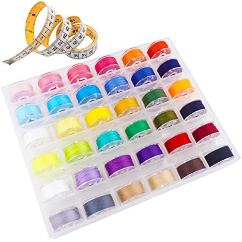 Color BobbinsCooyeah 36pcs Bobbins with Sewing Thread Bobbins Case with 1Pc Measure Tape11 5mm Bobbin for Singer Brother Janome Babylock Kenmore Machine Color BobbinsCooyeah 36pcs Bobbins with Sewing Thread Bobbins Case with 1Pc Measure Tape11 5mm Bobbin for Singer Brother Janome Babylock Kenmore Machine