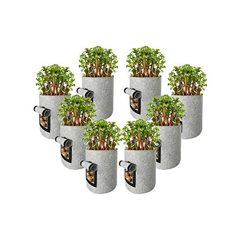 DULING 7 Gallon Potato Grow Bag Garden Planting BagsVegetables Planter Bags NonWoven Aeration Fabric Pot Growing Bags with Handle and Access Flap 8 Light Grey