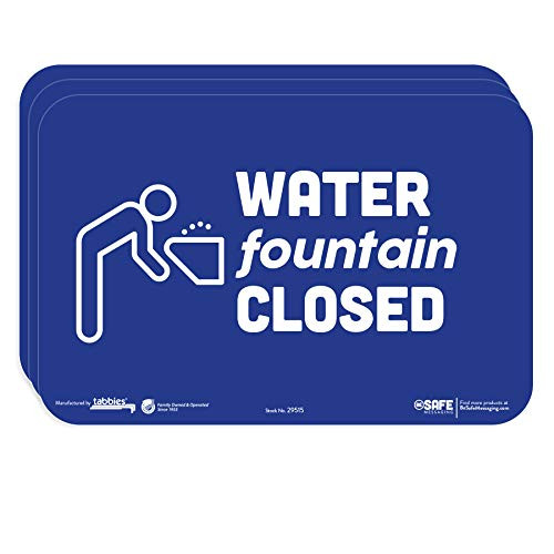 BeSafe Messaging Water Fountain Closed  3Pack 9 x6  Bright Bold Blue Repositionable Educational Safety Signs Perfect for Most Surfaces Glass Metal Painted Surfaces