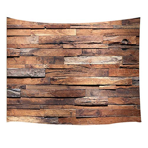JAWO Rustic Barn Door Tapestry Wall Hanging, Wood Panels Wall and Floor Texture, Polyester Fabric Wall Tapestry for Home Living Room Bedroom Dorm Decor 80W X 60L Inches