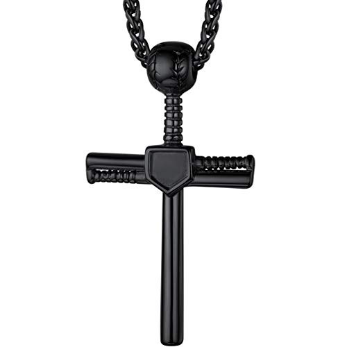 PROSTEEL Mens Cross Necklace for Men Baseball Bat Jewelry Sport Teens Boy Boyfriend Gift Black Necklaces Softball Cross Pendant PROSTEEL Mens Cross Necklace for Men Baseball Bat Jewelry Sport Teens Boy Boyfriend Gift Black Necklaces Softball Cross Pendant