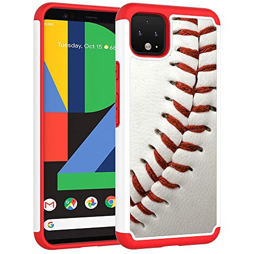Google Pixel 4 Case  Baseball Sports Pattern ShockAbsorption Hard PC and Inner Silicone Hybrid Dual Layer Armor Defender Protective Case Cover for Google Pixel 4 2019