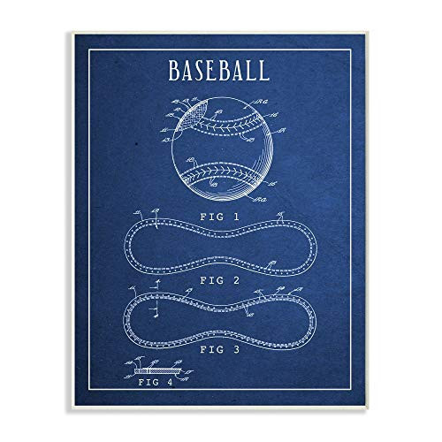 Stupell Industries Baseball Blueprint Vintage Sports Wall Plaque 13 x 19 Design by Artist Daphne Polselli