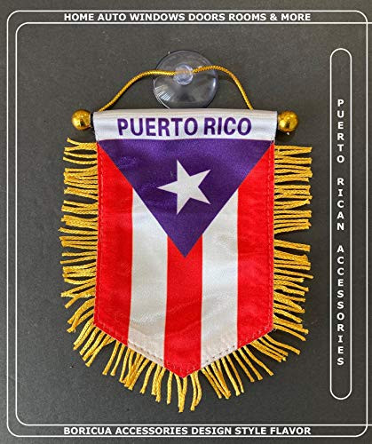 Puerto Rico Flags for Cars Accessories Sticker Decals Puerto Rican PR Homes Boricua Banderas para Autos Small Mini Banner Hanging Window car Flags Accessory for Men Women PR Combo 5