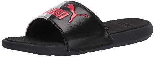 PUMA Men s Cool Cat Slide Sandal Black WhiteHigh Risk Red 9 M US