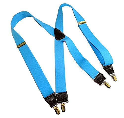 Holdup Brand Sky Blue YBack Suspenders with Patented Noslip Silvertone Clips