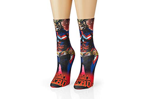My Hero Academia All Might Adult Crew Socks  Novelty Casual Dress Anime Manga Crew Sock  OneSize Sport Sock  Bioworld MultiColored Premium Apparel  Running Baseball Soccer Cycling Heroes Crew