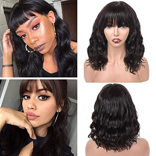 Body Wave Lace Front Wigs Human Hair Pre Plucked Black Wig With Bangs Wigs For Black Women Human Hair 150 Density Pre Plucked With Baby Hair12 Inch Natural Color Body Wave Lace Front Wigs Human Hair Pre Plucked Black Wig With Bangs Wigs For Black Women Human Hair 150 Density Pre Plucked With Baby Hair12 Inch Natural Color