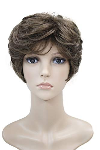 Wiginway Short Brown Curly Wigs Women s Wigs Natural Synthetic Capless Hair Full WigGolden Brown